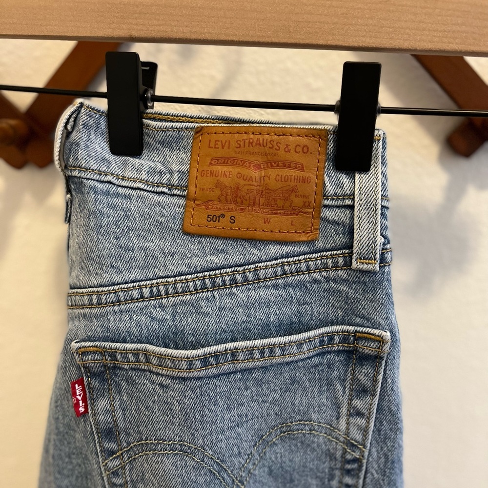 Levis 501. Only worn once, in amazing condition, no stains no tears.